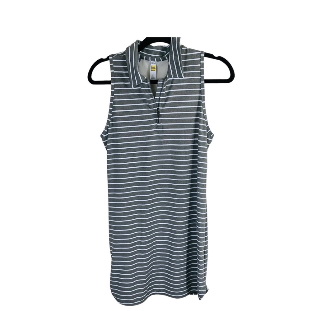 Lole Athletic Dress Womens Small Gray Striped Sleeveless Tennis Golf Pockets